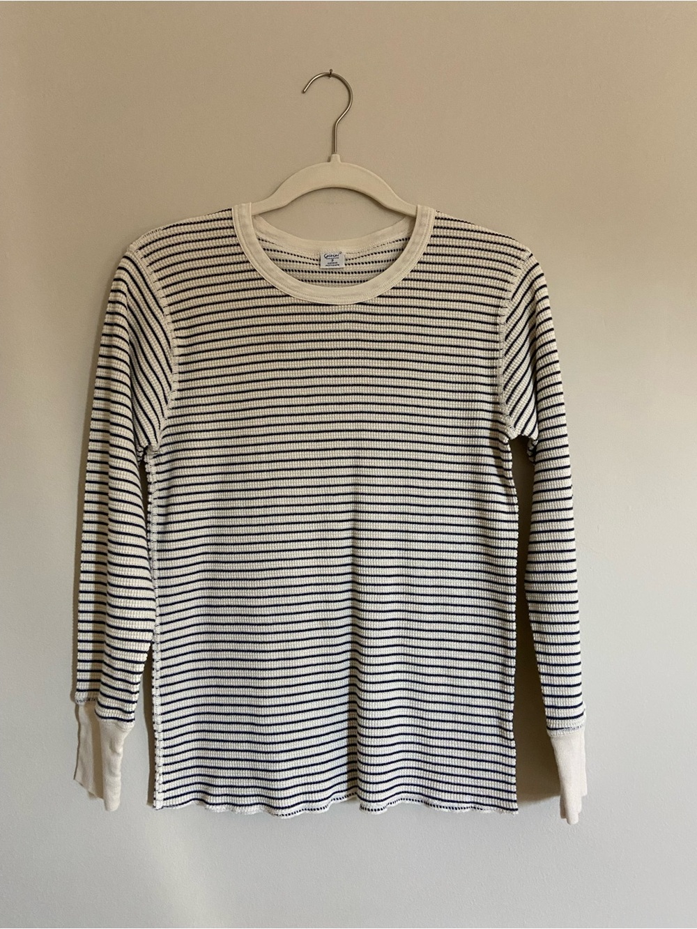 Gicipi Cesarato Stripped Thermal Long Sleeve Shirt - Cream & Navy